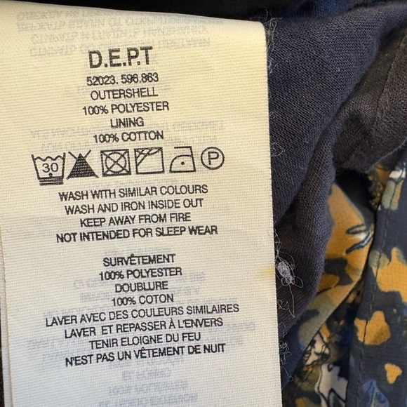 D.E.P.T. Floral strapless Mini Dress ruffled hem Blue abstract print size Small - Picture 8 of 8